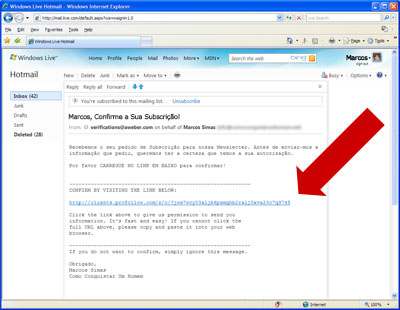 Para confirmar a sua subscrição clique no link do email!